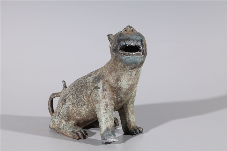 Appraisal: Chinese bronze dog statue with bat designs some wear some