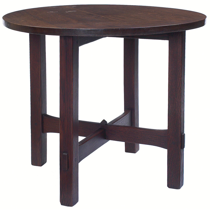 Appraisal: Early Gustav Stickley breakfast table circular top over a trumpeted