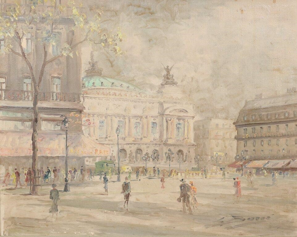 Appraisal: Oil on board canvas mounted to board Place de L'Opera