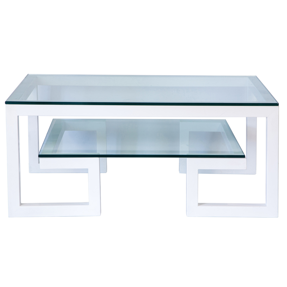 Appraisal: A Contemporary glass top cocktail table having two tiers above