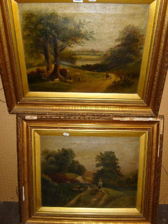 Appraisal: A pair of late th century oil paintings on canvas