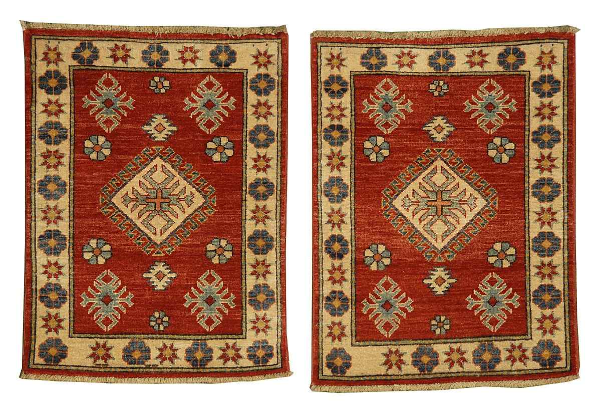 Appraisal: TWO ORIENTAL RUGS PAIR OF KAZAK DESIGN MATS ' x