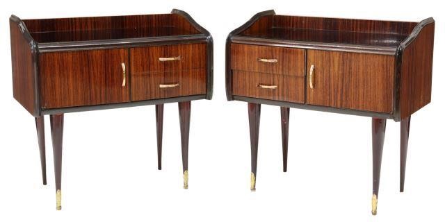 Appraisal: lot of Italian mid-century modern rosewood bedside cabinets c s