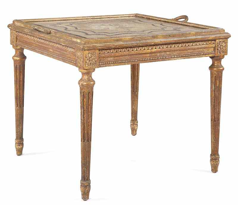 Appraisal: Louis XVI Style Low Tray Tableearly th century carved mahogany