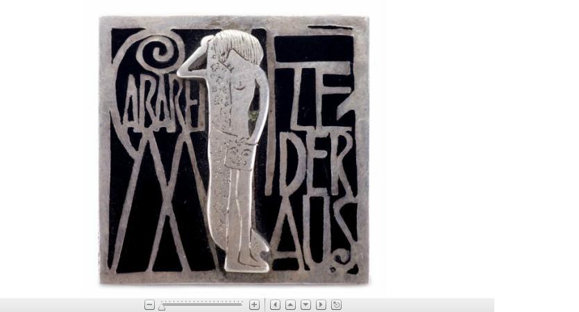 Appraisal: Attributed to Wiener Werkstatte black enamel and silver 'Cabaret' pinSquare