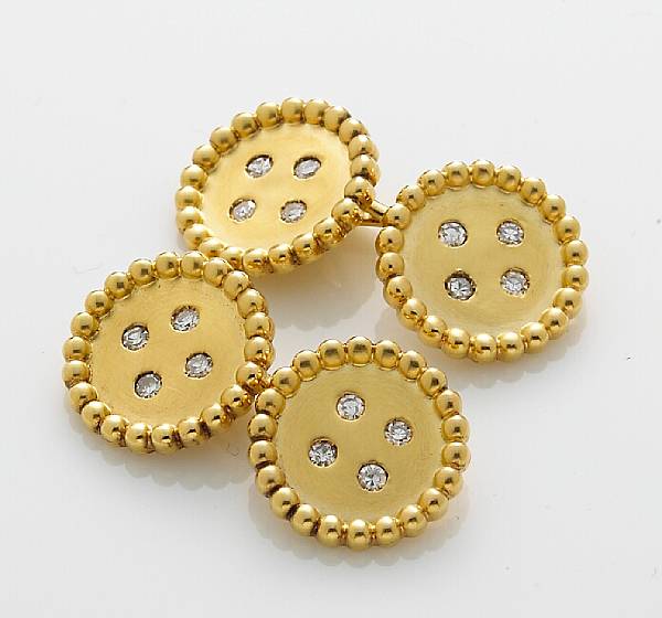 Appraisal: A pair of diamond and eighteen karat gold cufflinks Cartier