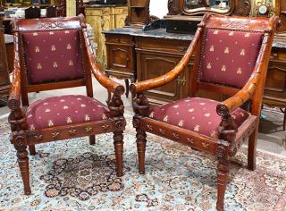 Appraisal: lot of French Empire style armchairs lot of French Empire