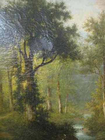 Appraisal: Van Gullen Oil on Canvas landscape with trees stream th