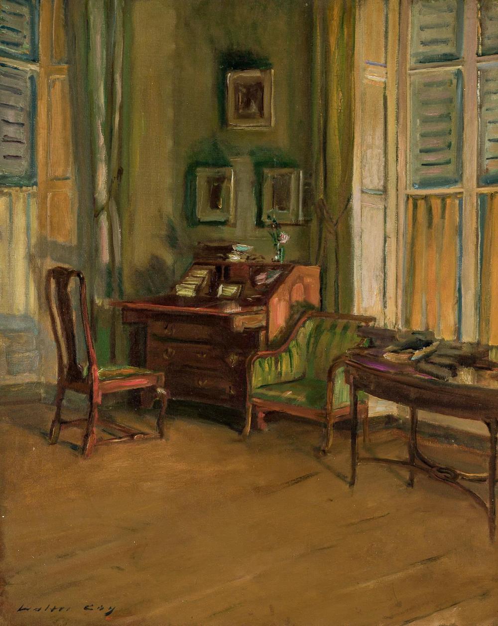 Appraisal: WALTER GAY American - Corner of the Study Interior oil