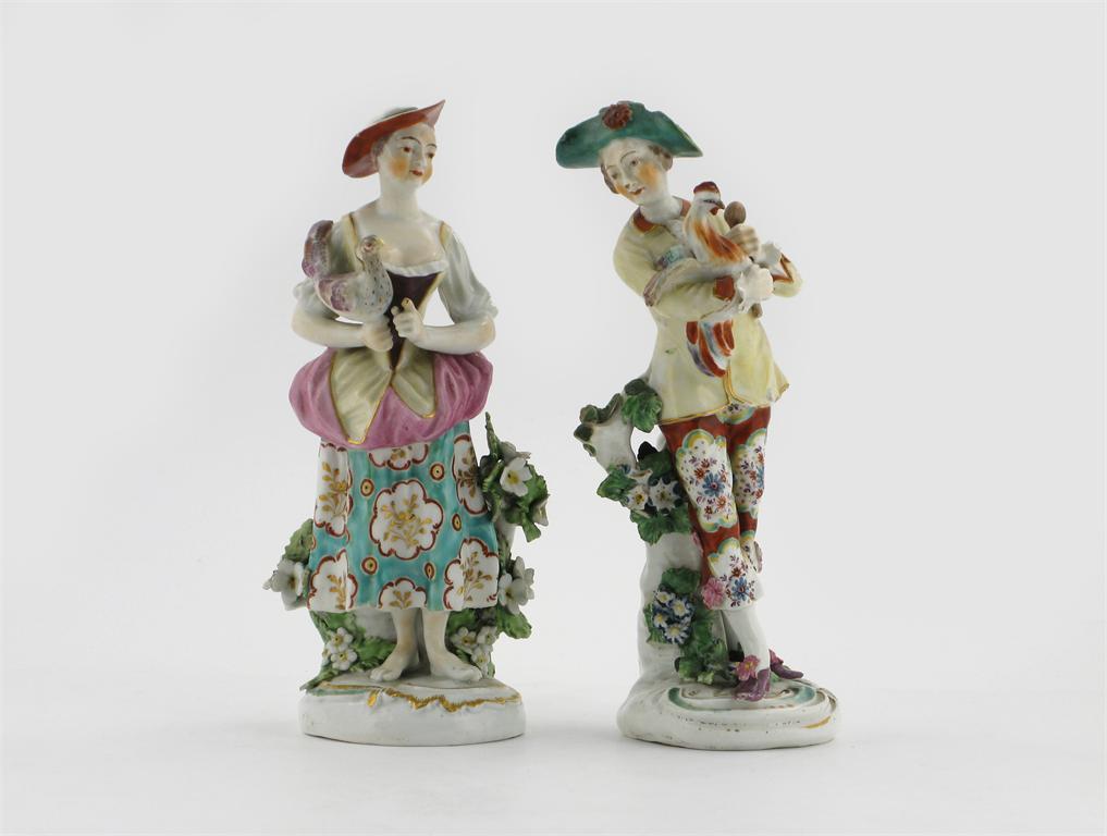 Appraisal: A near pair of Derby figures of the Italian Farmers