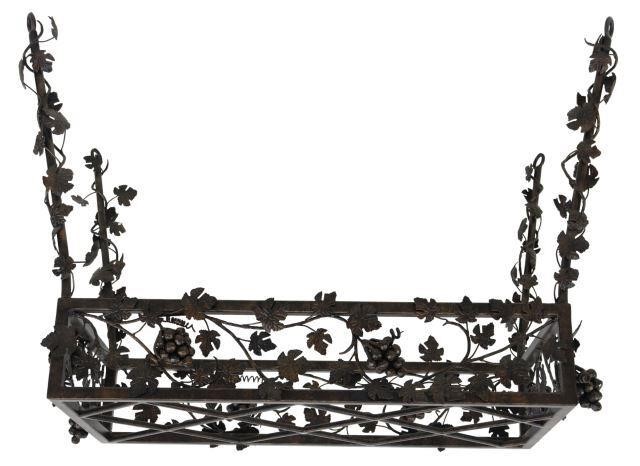 Appraisal: Wrought iron kitchen pot rack th c rectangular lattice with