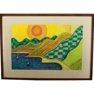 Appraisal: Raul Mendez Paisaje Catarinense Mixed media Signed and dated lower