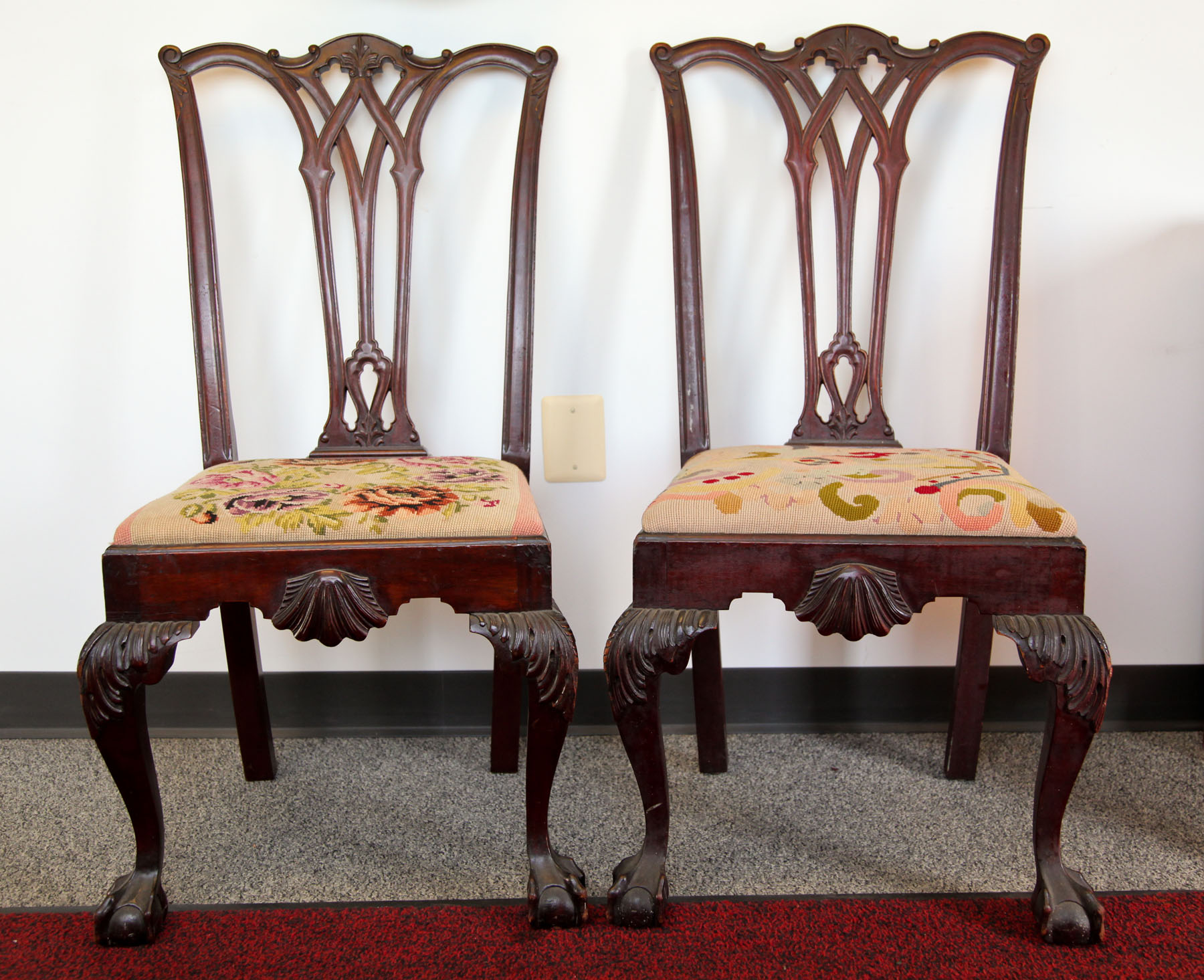 Appraisal: PAIR OF CHIPPENDALE STYLE SIDE CHAIRS American second half th