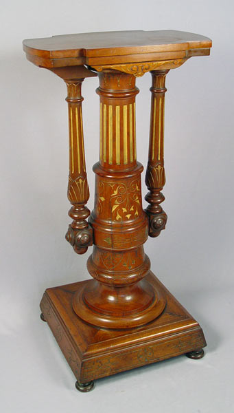 Appraisal: AESTHETIC VICTORIAN PEDESTAL STAND Walnut '' high the top is