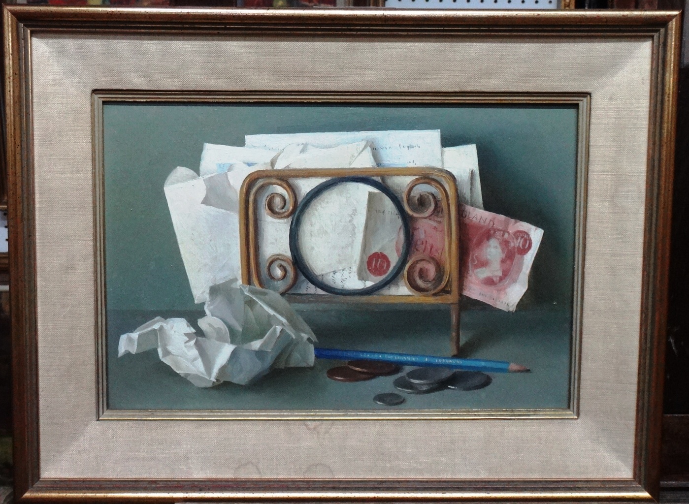 Appraisal: Gerald Nordern - Still life of letter rack Still life