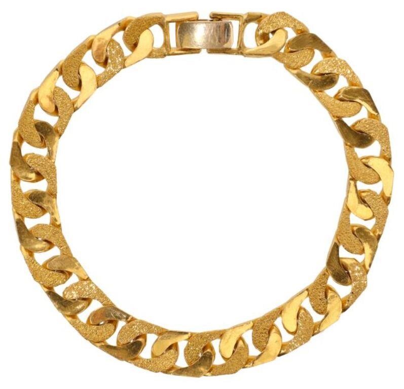 Appraisal: Estate kt yellow gold bracelet flat link chain with alternating