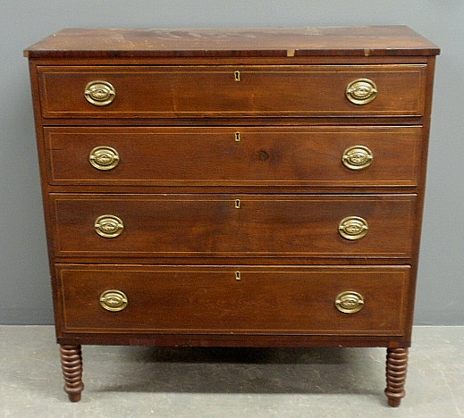 Appraisal: - Federal inlaid walnut chest of drawers c h x