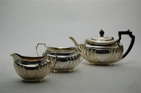 Appraisal: An Edwardian three piece silver tea set H Atkins Sheffield