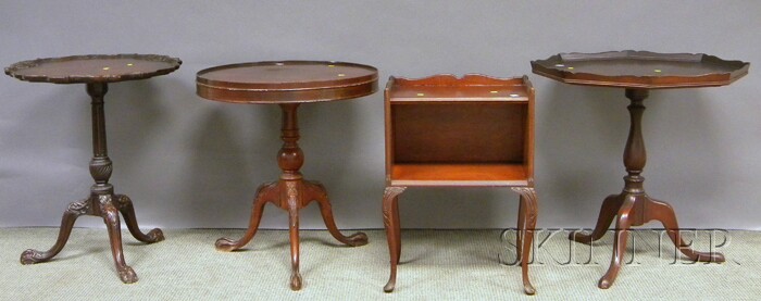 Appraisal: Three Chippendale-style Stands and a Louis XV-style Carved Mahogany Side