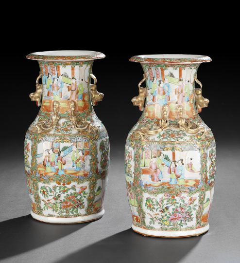 Appraisal: Pair of Chinese Export Rose Medallion Porcelain Vases th century