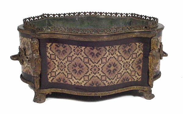 Appraisal: A French inlaid jardiniere with bronze mount and liner th