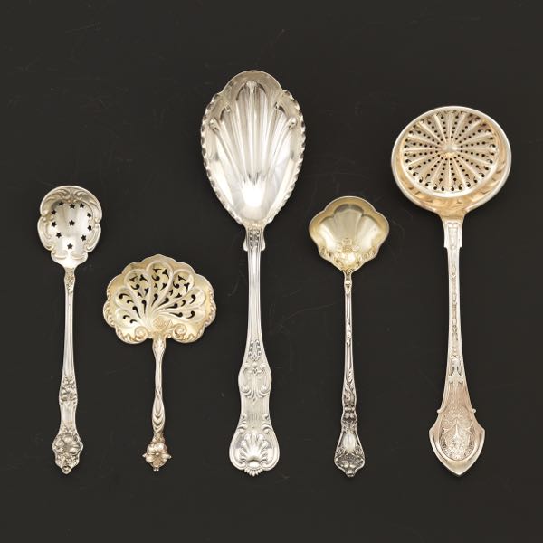 Appraisal: GROUP OF FIVE STERLING SILVER SERVING PIECES Including J E