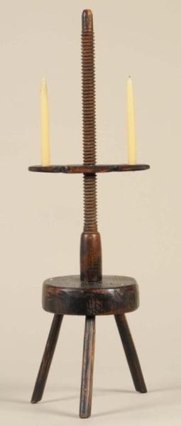 Appraisal: Adjustable Wooden Two-Light Candlestand Description th Century With three-legged base