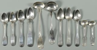 Appraisal: pcs Coin Silver Flatware mostly Southern pcs coin silver flatware