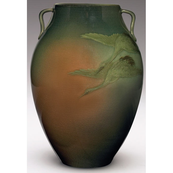 Appraisal: Good Rookwood vase double handled shape in a Sea Green