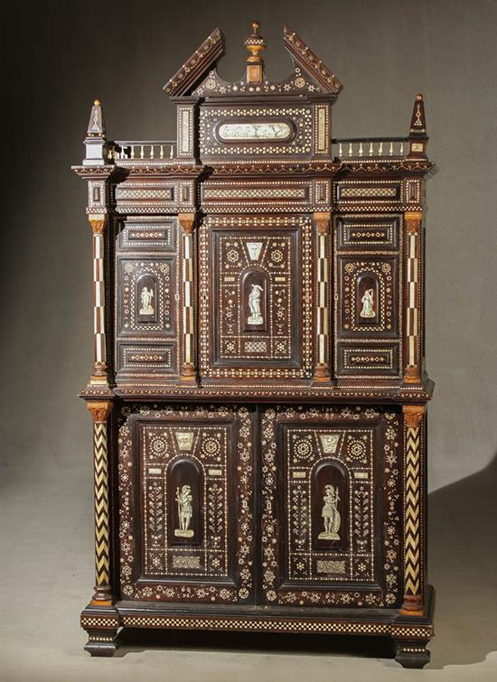 Appraisal: Italian Neoclassical Style Partial Scrimshaw Bone Inlaid Stained Hardwood Side