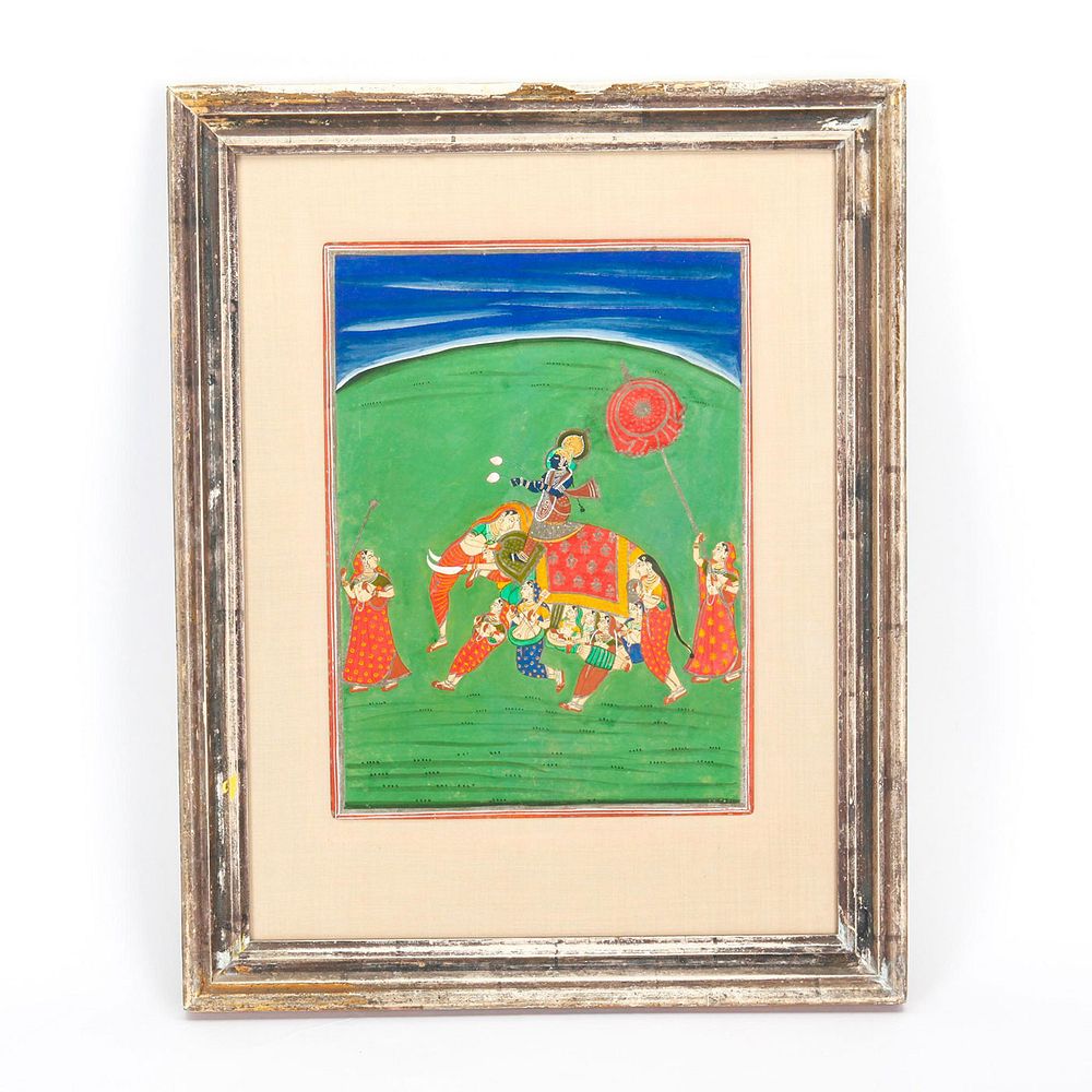 Appraisal: TH CENTURY MUGHAL COMPOSITE GOUACHE PAINTING RAJASTHANI SCHOOL Krishna and