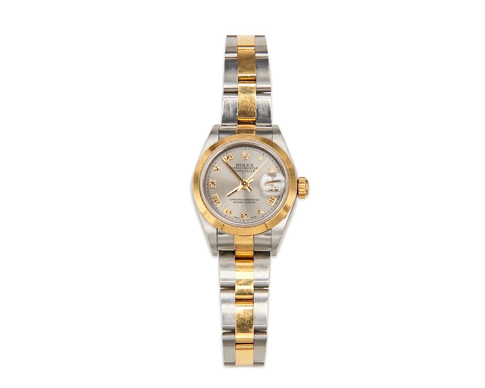 Appraisal: ROLEX Stainless Steel and K Gold Oyster Perpetual Datejust Wristwatch