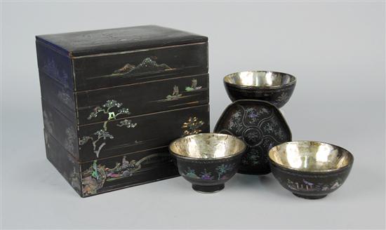 Appraisal: COLLECTION OF CHINESE LAC BURGAUTE WARES including a food storage