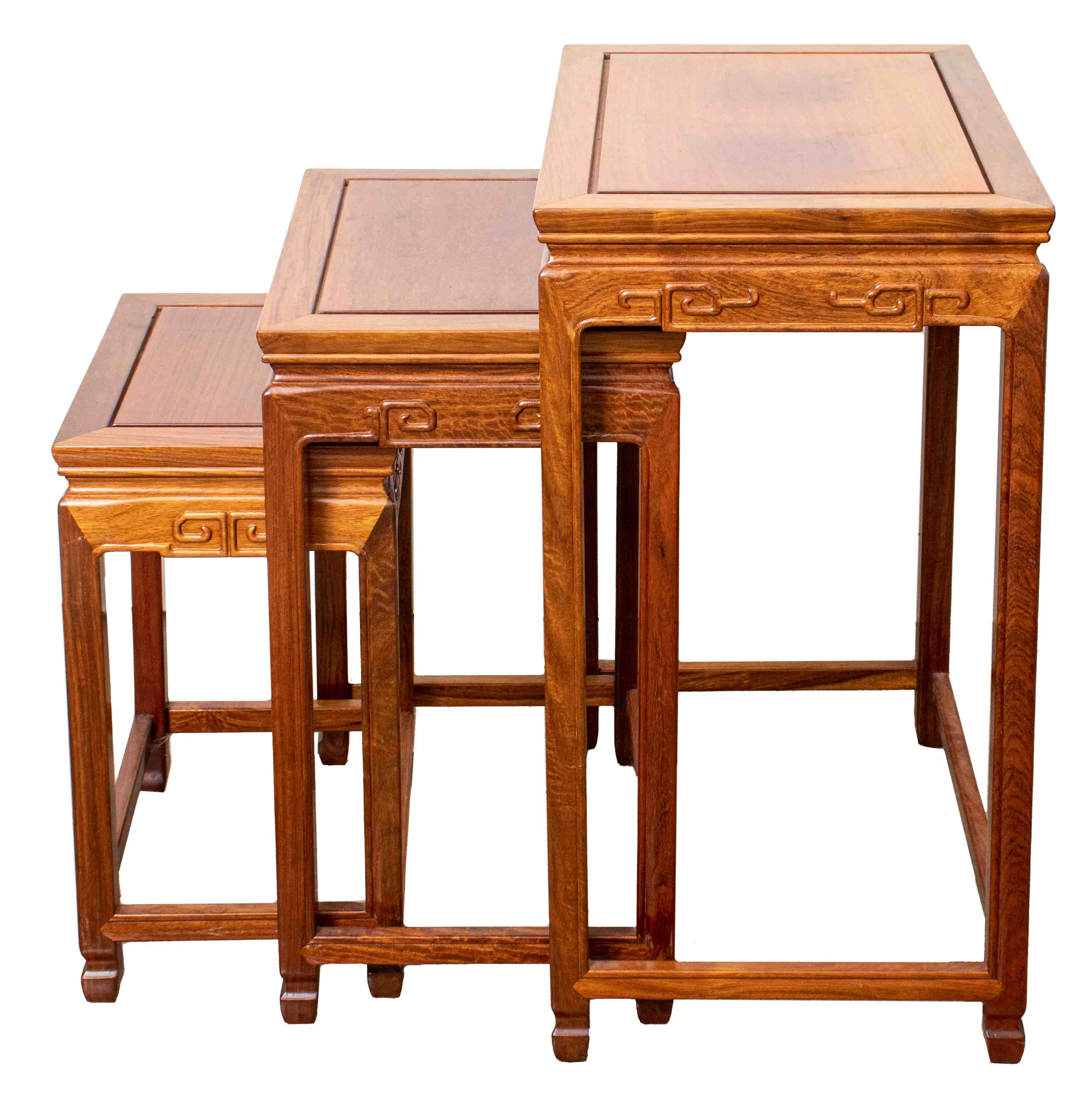 Appraisal: SET OF CHINESE WOOD NESTING TABLES Set of three Chinese