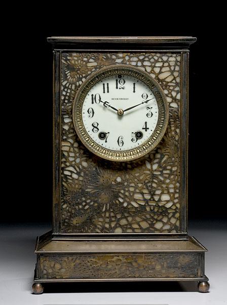 Appraisal: SETH THOMAS VERSAILLES MANTLE CLOCK IN SPIDERWEB FILAGREE CASE ca