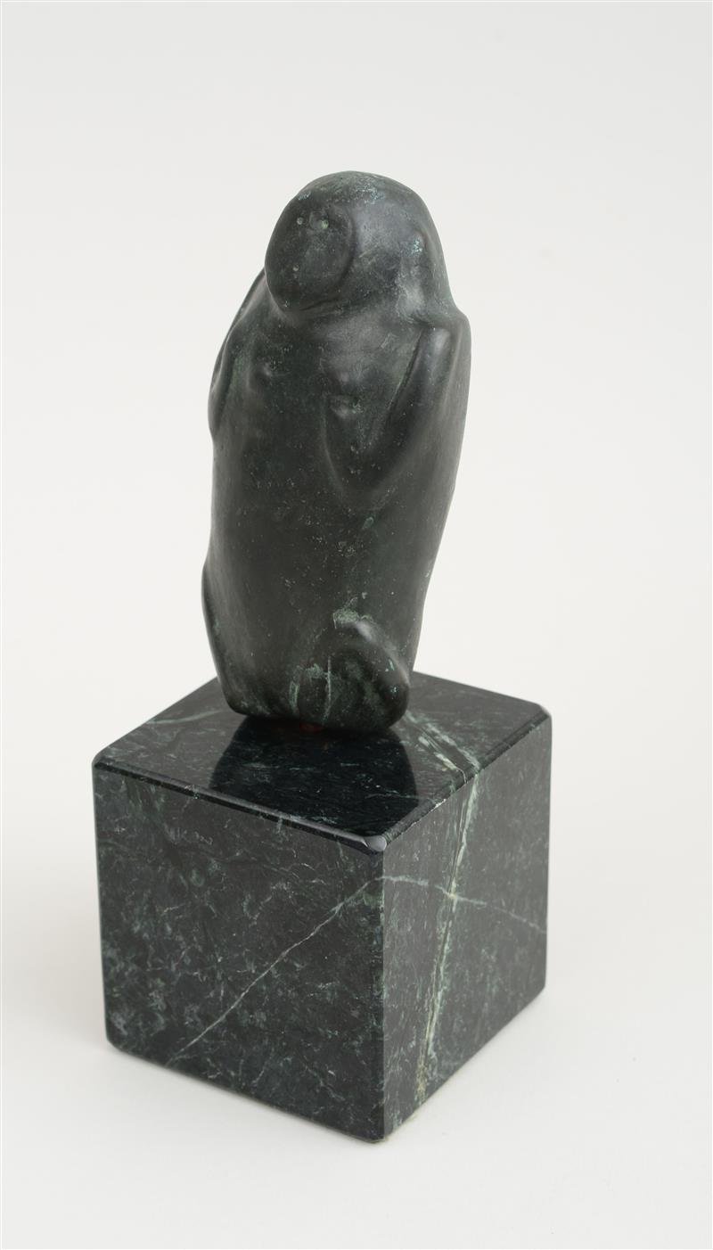 Appraisal: FIGURE OF A SEATED MONKEY Bronze impressed 'Silverman Collection' on