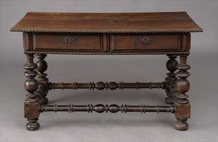 Appraisal: PORTUGUESE ROSEWOOD CENTER TABLE The rectangular top with gadrooned molding