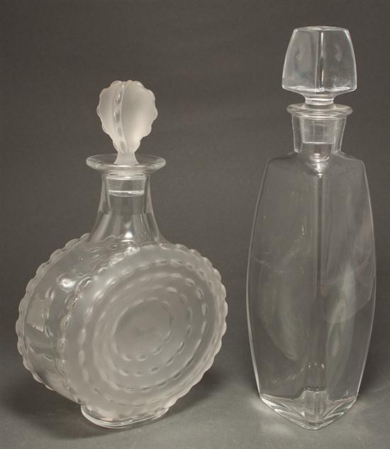 Appraisal: Lalique molded and partially frosted glass decanter together with a