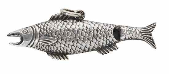 Appraisal: A Continental silver coloured novelty fish whistle unmarked circa with