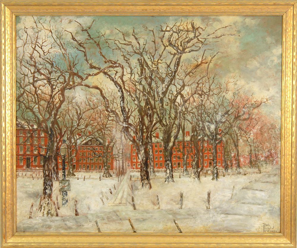 Appraisal: RHODA BALDWIN MCCREERYHarvard Yard in winter Signed lower right Rhoda