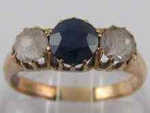 Appraisal: A three stone yellow metal tests carat gold ring