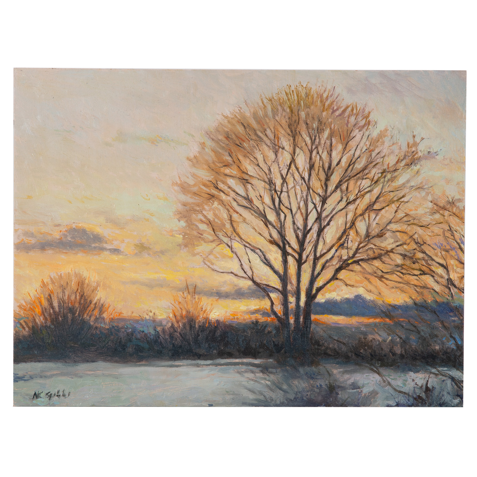 Appraisal: NATHANIEL K GIBBS WINTER SUNSET OIL ON PANEL American -