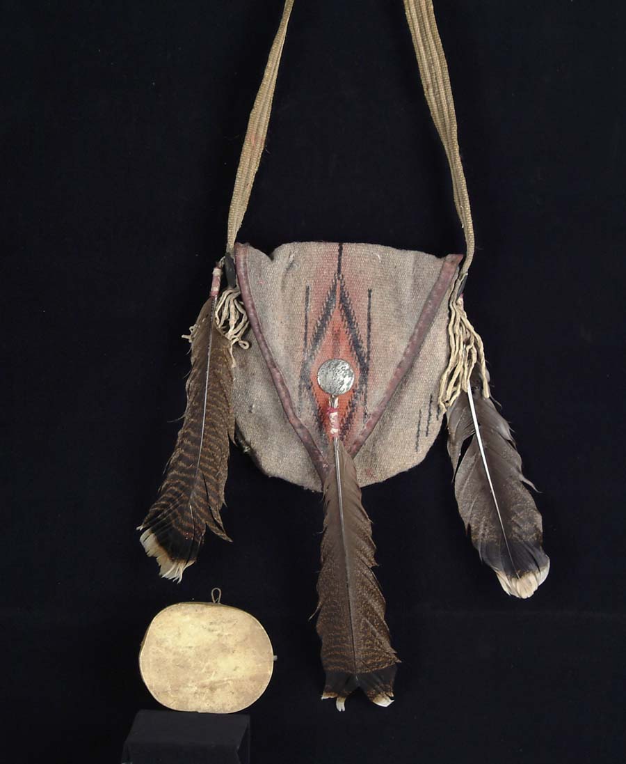 Appraisal: NAVAJO FINGER DRUM AND CARRYING CASE Gourd drum culture origin