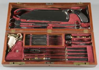 Appraisal: Cased Medical Instruments th c th century American surgeon's field