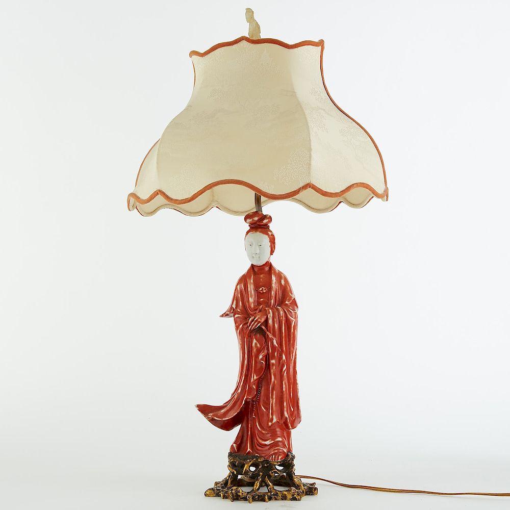 Appraisal: th c Chinese Guanyin Mounted as Lamp Possibly Edward I