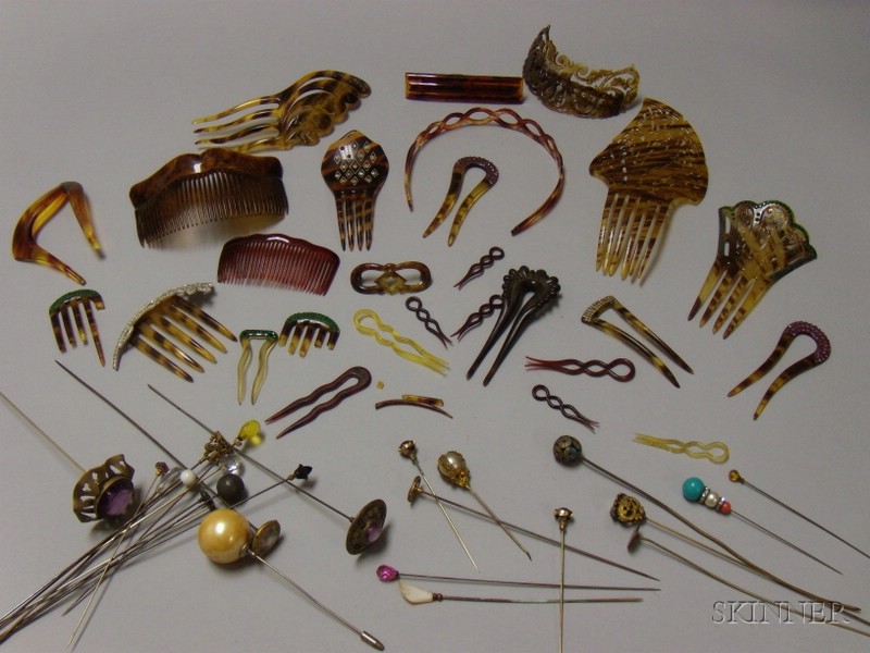 Appraisal: Group of Hat Pins and Hair Ornaments including tortoiseshell and