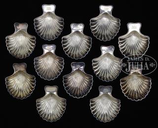 Appraisal: SET OF TWELVE SILVER-PLATED SHELL DISHES BY TIFFANY CO Marked