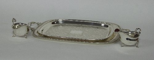 Appraisal: A pair of silver plated sauce boats and two plated