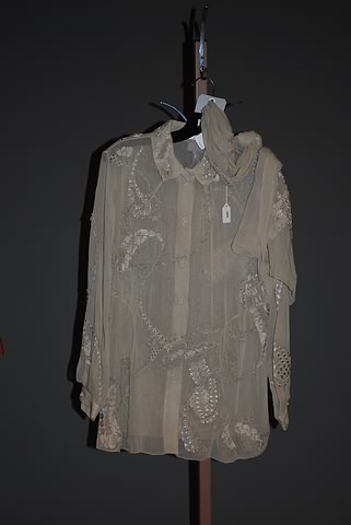 Appraisal: CHADO print silk long sleeve shirt with scarf Size Neiman