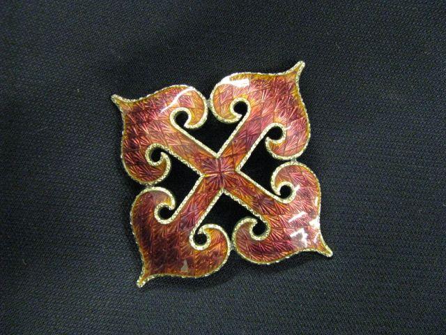 Appraisal: Fine Enameled Gold on Sterling Brooch